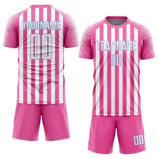 Uniform Sublimation White-Light Custom Soccer Jersey Blue Pink Uniform Sublimation White-Light Custom Soccer Jersey Blue Pink