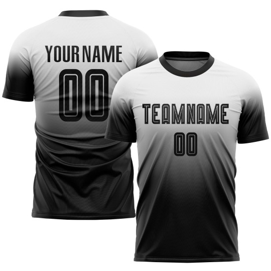 Soccer Fade Jersey White Sublimation Black Uniform Custom Fashion Soccer Fade Jersey White Sublimation Black Uniform Custom Fashion