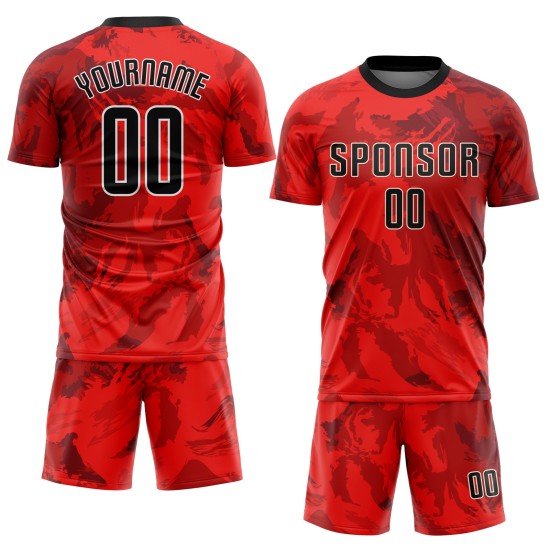 Jersey Sublimation Custom Red Black-White Soccer Uniform Jersey Sublimation Custom Red Black-White Soccer Uniform