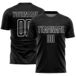 Black Soccer Geometric Jersey Sublimation Shapes Uniform Custom White Black Soccer Geometric Jersey Sublimation Shapes Uniform Custom White