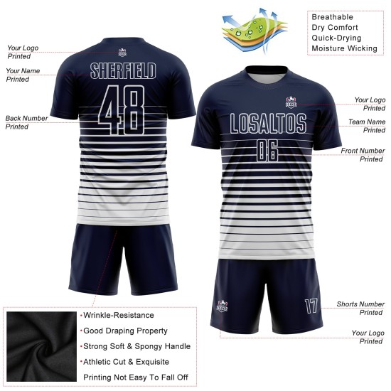 Soccer Pinstripe White Fashion Custom Sublimation Navy Jersey Uniform Fade Soccer Pinstripe White Fashion Custom Sublimation Navy Jersey Uniform Fade