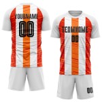 White Uniform Sublimation Custom Soccer Black-Orange Jersey White Uniform Sublimation Custom Soccer Black-Orange Jersey