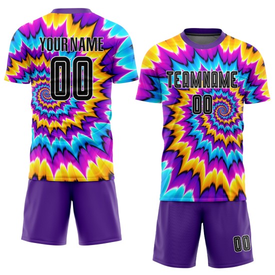 Tie Custom Soccer Uniform Black-White Dye Jersey Sublimation