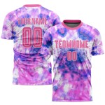 Tie Pink-White Custom Uniform Sublimation Soccer Jersey Dye Tie Pink-White Custom Uniform Sublimation Soccer Jersey Dye
