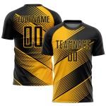 Uniform Black Custom Gold Soccer Sublimation Jersey Uniform Black Custom Gold Soccer Sublimation Jersey