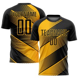 Uniform Black Custom Gold Soccer Sublimation Jersey
