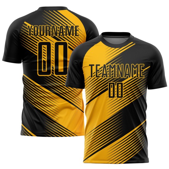 Uniform Black Custom Gold Soccer Sublimation Jersey Uniform Black Custom Gold Soccer Sublimation Jersey