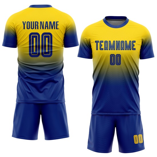 Fashion Jersey Sublimation Uniform Gold Royal Soccer Fade Custom Fashion Jersey Sublimation Uniform Gold Royal Soccer Fade Custom