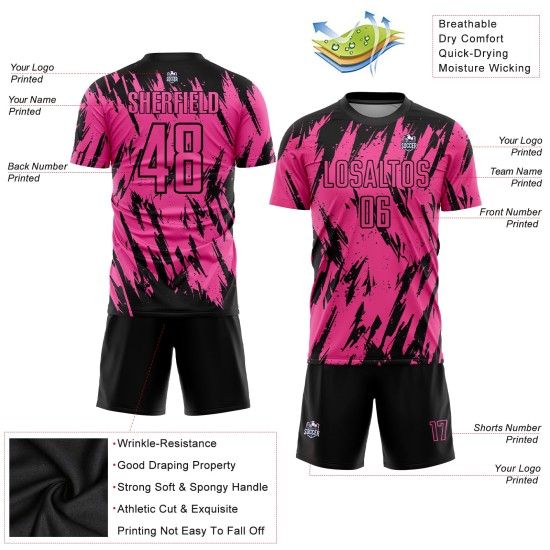 Custom Pink Sublimation Uniform Black Jersey Soccer Custom Pink Sublimation Uniform Black Jersey Soccer