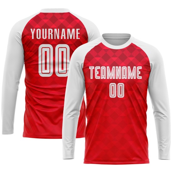 Soccer White Away Uniform Sublimation Red Custom Jersey Soccer White Away Uniform Sublimation Red Custom Jersey