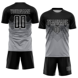 Uniform Light Gray Black-White Jersey Custom Sublimation Soccer