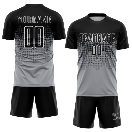 Uniform Light Gray Black-White Jersey Custom Sublimation Soccer Uniform Light Gray Black-White Jersey Custom Sublimation Soccer