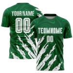 White Uniform Custom Soccer Kelly Sublimation Jersey Green White Uniform Custom Soccer Kelly Sublimation Jersey Green