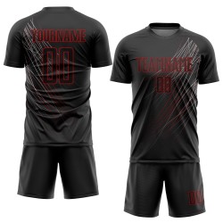 Uniform Custom Black Jersey Soccer Black-Red Sublimation