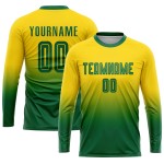 Sublimation Soccer Fashion Fade Gold Kelly Jersey Green Custom Uniform Sublimation Soccer Fashion Fade Gold Kelly Jersey Green Custom Uniform