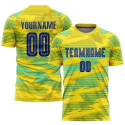 Uniform Sublimation Royal-Light Blue Custom Soccer Jersey Gold Away