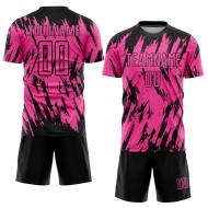 Custom Pink Sublimation Uniform Black Jersey Soccer