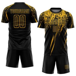 Soccer Gold Black Uniform Jersey Custom Sublimation