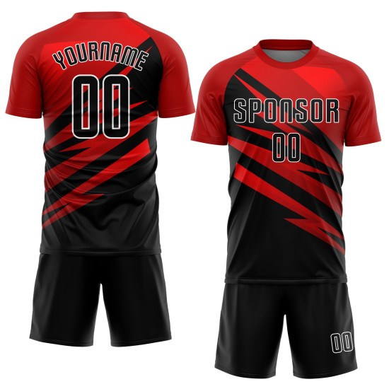 Soccer Red Uniform Black-White Sublimation Jersey Custom Soccer Red Uniform Black-White Sublimation Jersey Custom