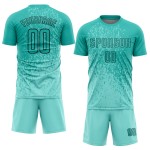 Aqua-Black Aqua Uniform Sublimation Soccer Jersey Custom Aqua-Black Aqua Uniform Sublimation Soccer Jersey Custom