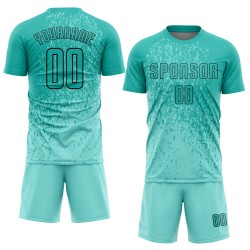 Aqua-Black Aqua Uniform Sublimation Soccer Jersey Custom
