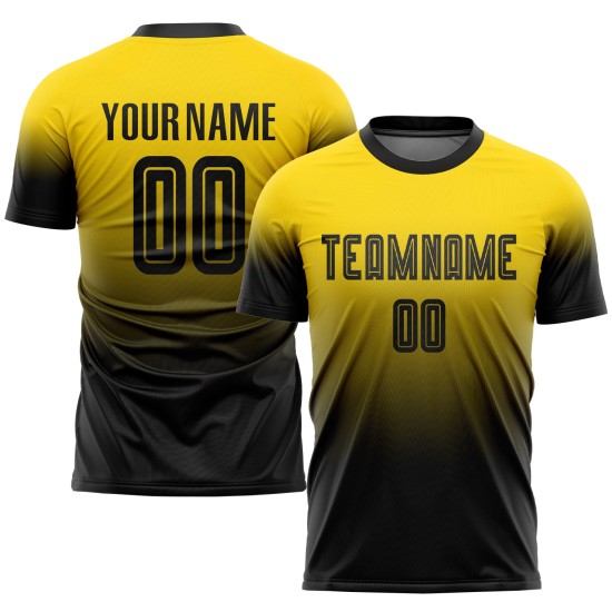 Sublimation Custom Fashion Fade Uniform Jersey Black Soccer Gold Sublimation Custom Fashion Fade Uniform Jersey Black Soccer Gold