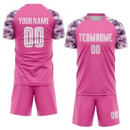 Pink Sublimation Custom Soccer White-Camo Uniform Jersey