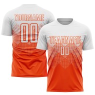 Custom White Sublimation Uniform Jersey Orange Soccer