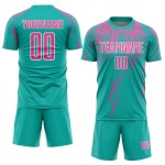 Soccer Custom Sublimation Aqua Jersey Uniform Pink-White Soccer Custom Sublimation Aqua Jersey Uniform Pink-White