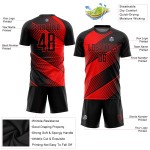Black Soccer Red Jersey Sublimation Custom Uniform Black Soccer Red Jersey Sublimation Custom Uniform