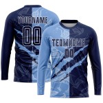 Jersey Graffiti Soccer Sublimation Pattern Navy-Light Uniform Blue Scratch Custom Jersey Graffiti Soccer Sublimation Pattern Navy-Light Uniform Blue Scratch Custom