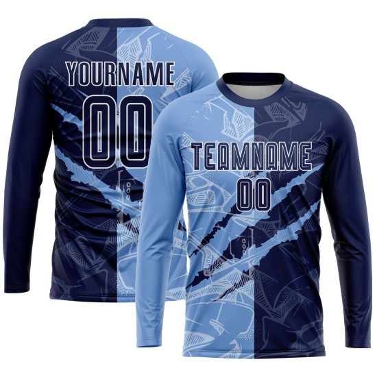 Jersey Graffiti Soccer Sublimation Pattern Navy-Light Uniform Blue Scratch Custom Jersey Graffiti Soccer Sublimation Pattern Navy-Light Uniform Blue Scratch Custom