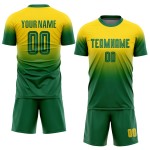 Sublimation Soccer Fashion Fade Gold Kelly Jersey Green Custom Uniform Sublimation Soccer Fashion Fade Gold Kelly Jersey Green Custom Uniform