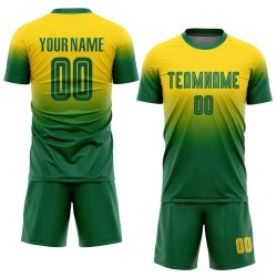 Sublimation Soccer Fashion Fade Gold Kelly Jersey Green Custom Uniform