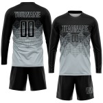 Custom Black Sublimation Soccer Silver Jersey Uniform Custom Black Sublimation Soccer Silver Jersey Uniform
