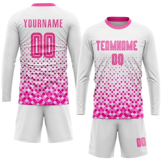 Pink Custom Jersey Soccer Uniform Sublimation White Pink Custom Jersey Soccer Uniform Sublimation White