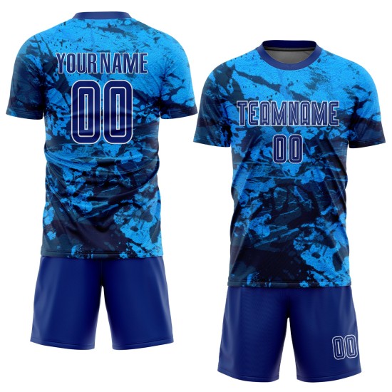 Royal-White Jersey Soccer Tie Custom Uniform Dye Sublimation