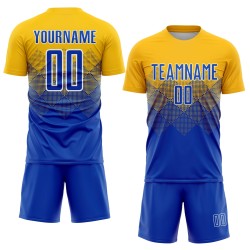 Uniform Gold Sublimation Royal-White Soccer Custom Jersey