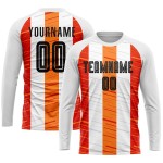 White Uniform Sublimation Custom Soccer Black-Orange Jersey White Uniform Sublimation Custom Soccer Black-Orange Jersey
