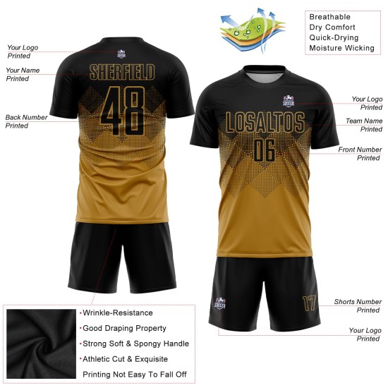 Uniform Old Soccer Sublimation Gold Custom Black Jersey Uniform Old Soccer Sublimation Gold Custom Black Jersey