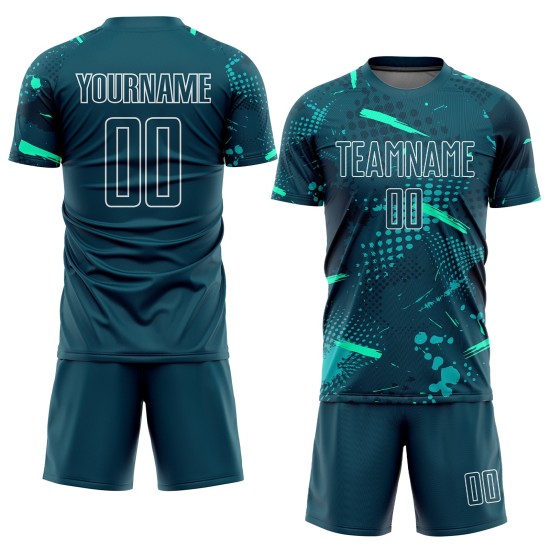 Green-Teal Uniform Jersey Soccer Sublimation Custom Green Green-Teal Uniform Jersey Soccer Sublimation Custom Green