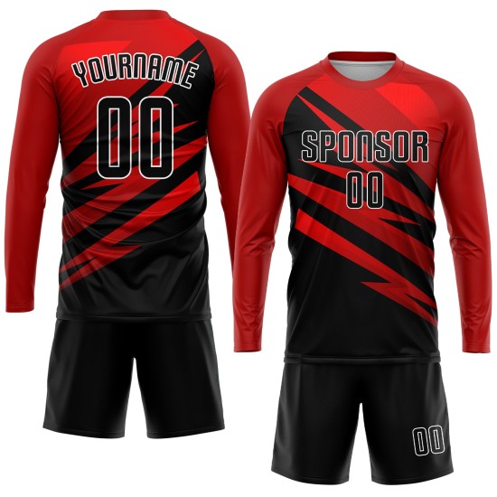 Soccer Red Uniform Black-White Sublimation Jersey Custom Soccer Red Uniform Black-White Sublimation Jersey Custom
