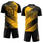 Uniform Black Custom Gold Soccer Sublimation Jersey Uniform Black Custom Gold Soccer Sublimation Jersey
