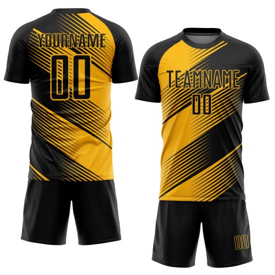 Uniform Black Custom Gold Soccer Sublimation Jersey Uniform Black Custom Gold Soccer Sublimation Jersey