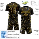 Custom Black Sublimation Soccer Jersey Yellow Uniform Lightning Custom Black Sublimation Soccer Jersey Yellow Uniform Lightning