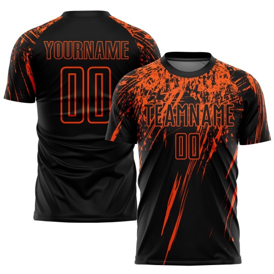 Jersey Black Sublimation Uniform Soccer Orange Custom Jersey Black Sublimation Uniform Soccer Orange Custom