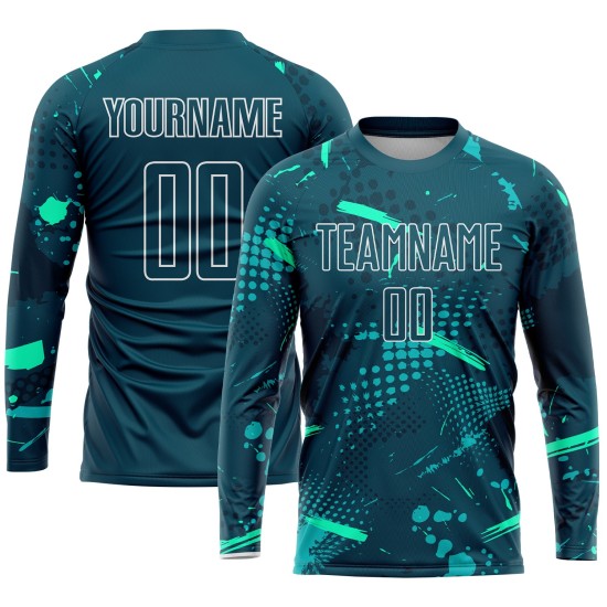 Green-Teal Uniform Jersey Soccer Sublimation Custom Green Green-Teal Uniform Jersey Soccer Sublimation Custom Green
