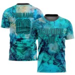 Soccer Custom Dye Tie Uniform Teal-Black Sublimation Jersey Soccer Custom Dye Tie Uniform Teal-Black Sublimation Jersey