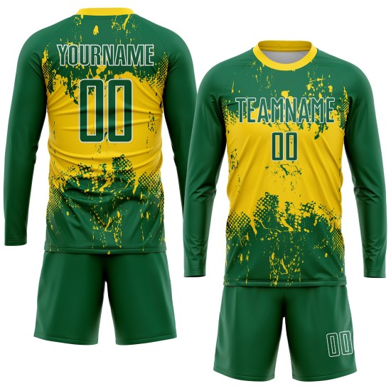 Jersey Green Green-Gold Custom Uniform Soccer Sublimation Jersey Green Green-Gold Custom Uniform Soccer Sublimation