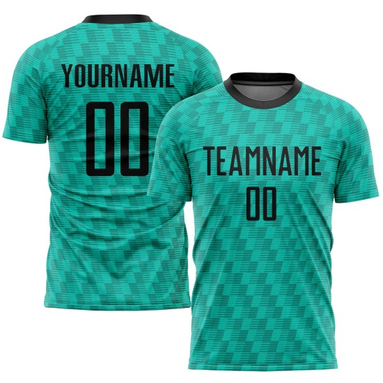 Sublimation Teal Jersey Black Uniform Soccer Custom Sublimation Teal Jersey Black Uniform Soccer Custom
